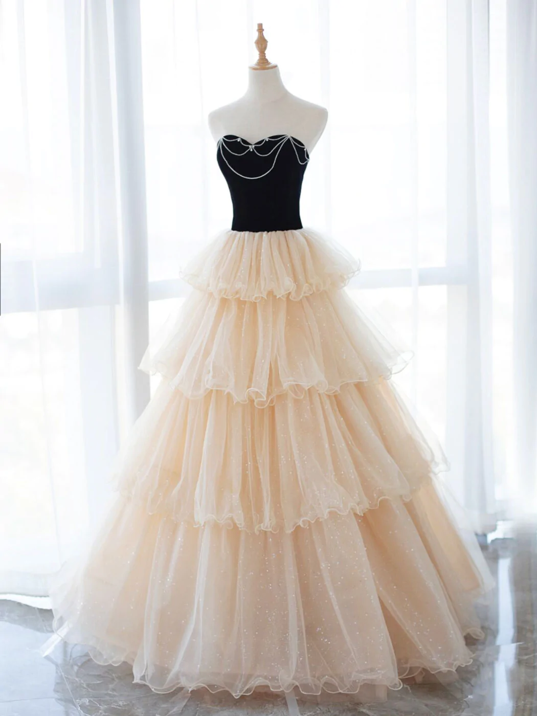 Black And Pink Strapless Prom Dress Evening Dress Custom Ss411