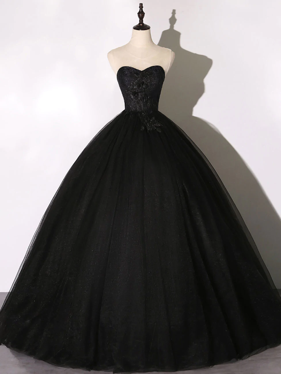 Black Ball Gowm Prom Dress Evening Dress Custom Hand Made Ss425