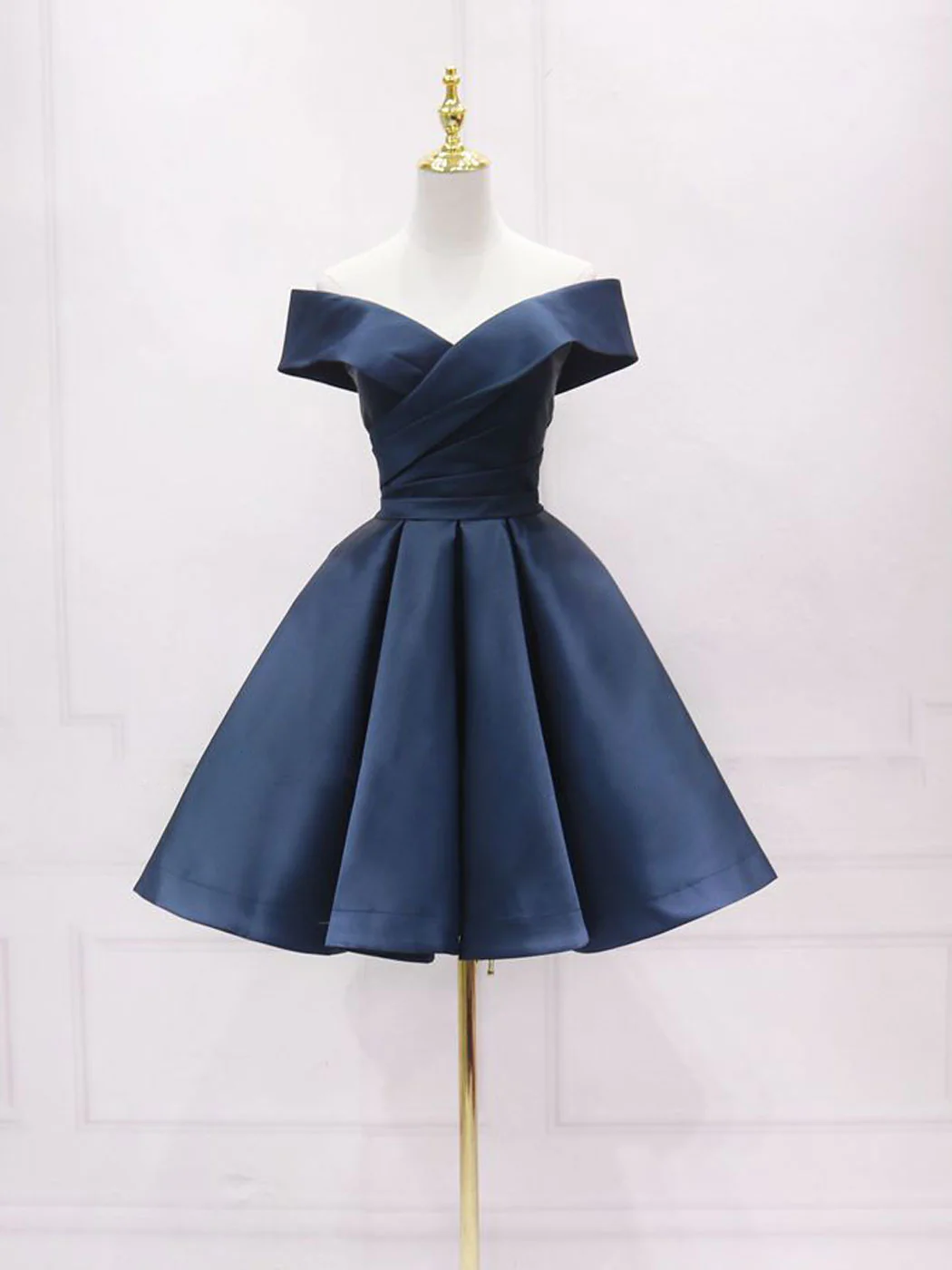 Navy Blue Short Off The Shoulder Prom Dress Party Dress Ss436