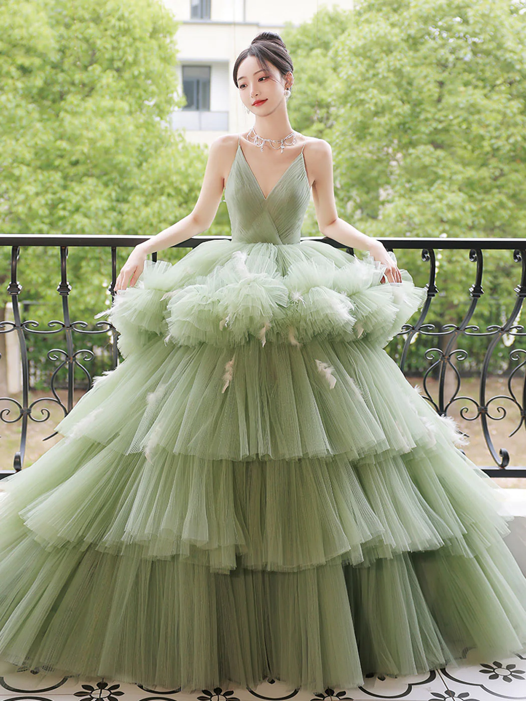 Green Tulle Ball Gown Prom Dress Evening Dress Ss442