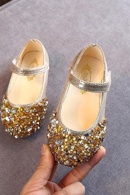 Princess Glitter Kids Leather Shoes Little Girls Dress Wedding Dancing Shose Children Shoes Baby 1 2 3 4 5 6 Year Old Lm015