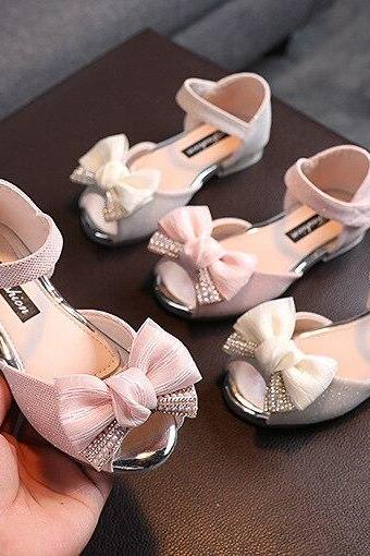 Summer Children&amp;#039;s Big Bow Sandals Girls Hollow Out Princess Sandals Style Fashion Kids Soft Sole Wedding Flat Shoes Lm27
