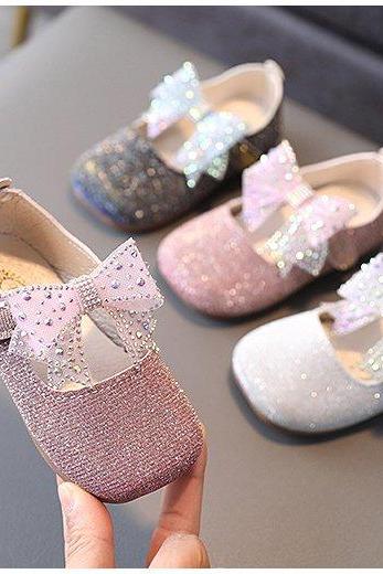 Children Shoes Girl Leather Shoes New Spring/Autumn Bow Fashion Baby Princess Shoes Non-slip Soft Sole Casual Sneakers LM32