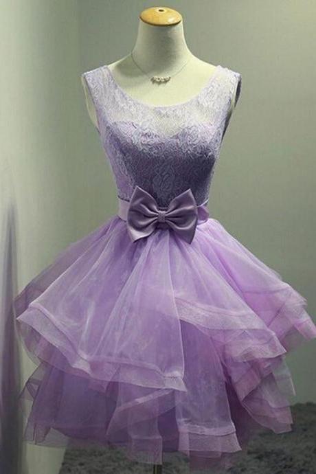 Purple Organza And Lace Purple Layers Short Homecoming Dress Evening Party Dresses Ss453