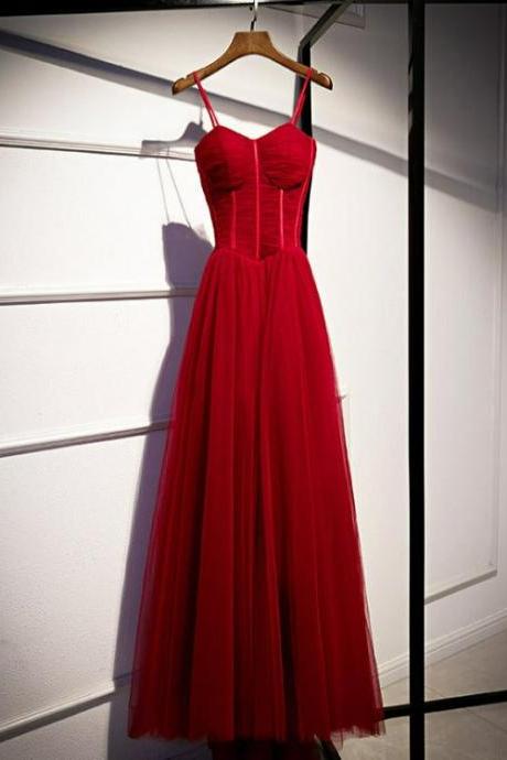 Tulle Straps Long Sweetheart Prom Party Dresses Formal Dresses A-line Evening Dresses Ss485