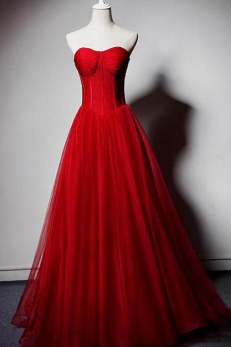 Red Gorgeous Sweetheart Tulle Party Dress Prom Dress Formal Evening Dress Ss494