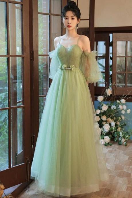 Light Green Tulle Simple Sweetheart Evening Party Dresses Long Prom Dresses SS497
