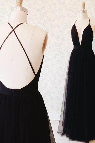 Black Prom Dress Backless Prom Dresses Evening Dress Dance Dress SS557