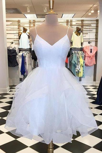 White Sparkly Short Evening Dress Prom Dresses Homecoming Dress Ss591