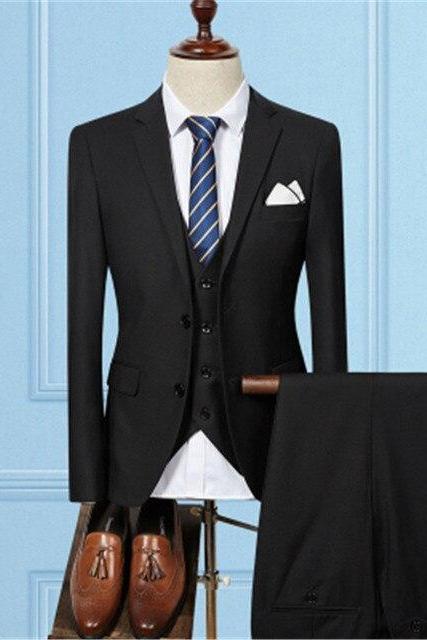 Fashion Men Business Suits Three Piece Sets Male Wedding Dress Suit Blazers Coat Trousers Waistcoat MS004