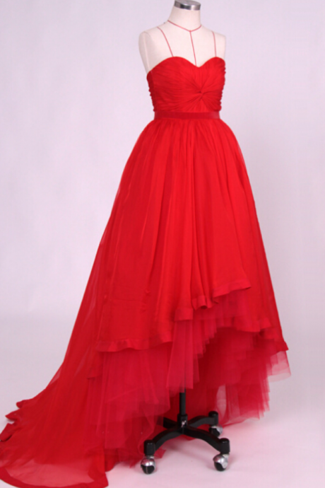 High Low Prom Dresses Red Vintage Prom Gowns Elegant Evening Dress SS648