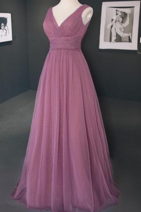 Purple Chiffon V-Neck Bridesmaid Dress Prom Dress Evening Dress SS658