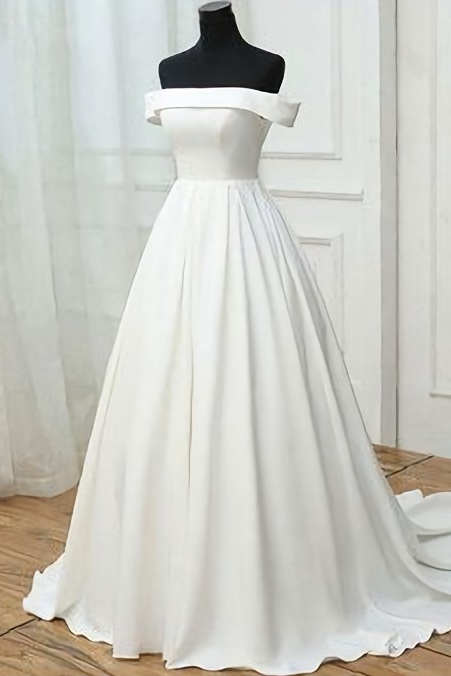 Elegant Simple Satin A-line Formal Prom Dress Beautiful Long Evening Dress Ss678