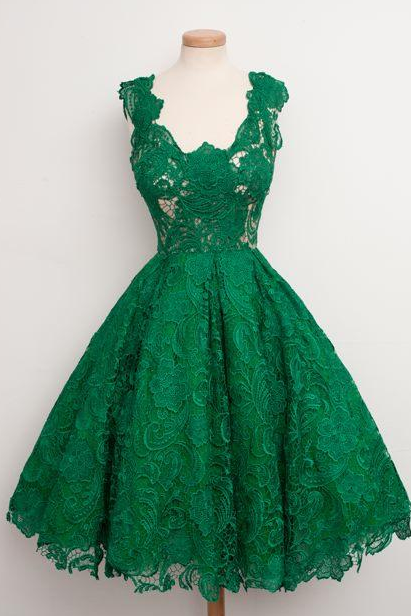 Real Sample Green Prom Dress Lace Cocktail Homecoming Dress Ss686