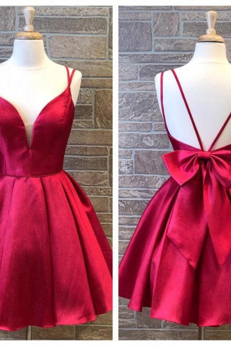 Hand Made Bright Red Short Homecoming Prom Evening Party Dress Ss697