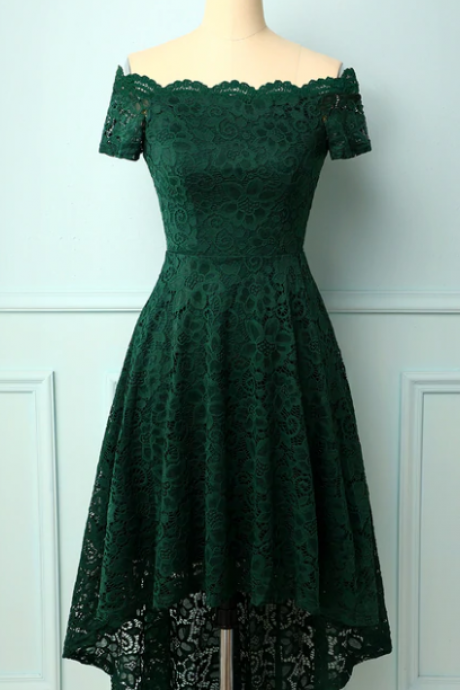 Dark Green Off The Shoulder Dress Lace Formal Evening Party Dress Prom Dresses Ss766