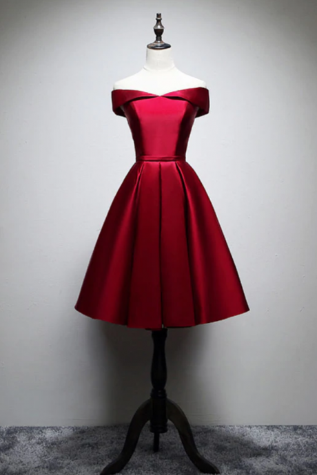 Red Simple Satin Short Prom Dress Evening Dress Homecoming Dress Ss776