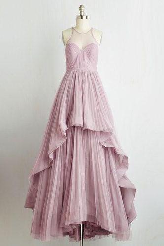 Purple Prom Dress Chiffon Prom Dress A-line Prom Dress Pleat Evening Dress Ss785