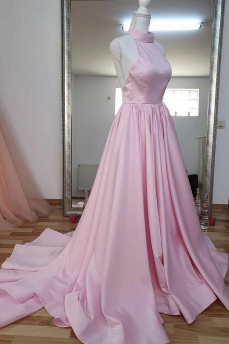 Pink Prom Dresses Satin Long A Line Party Dress Evening Dress Ss790