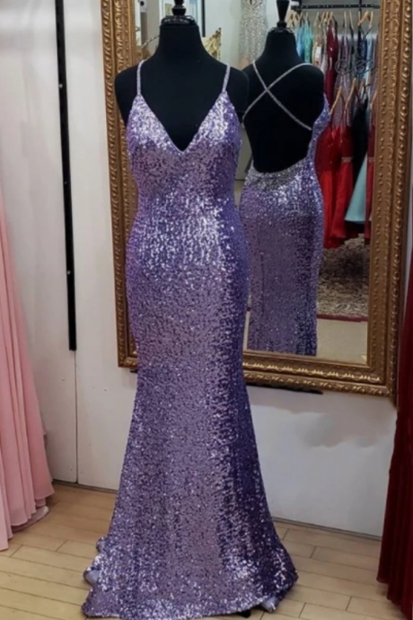 Stunning Mermaid Sequins Long Prom Dress Evening Dress Ss899