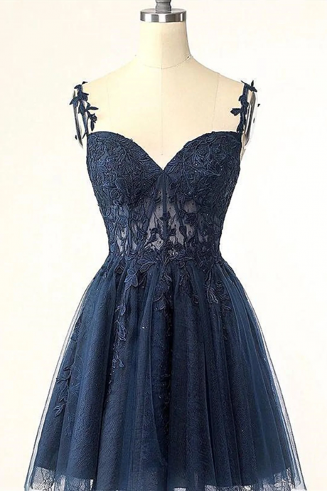 V Neck Short Royal Blue Lace Prom Dresses, Lace Formal Homecoming Dresses Sa27