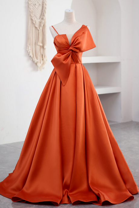 Beautiful Orange Satin Full Length Long Party Prom Dress Long Evening Dress Sa65