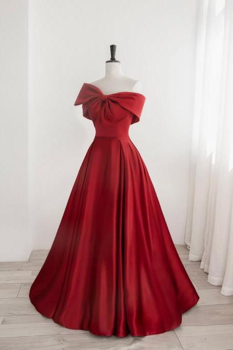 Red Satin Long A-line Floor Length Prom Evening Dress Evening Party Dress Sa87