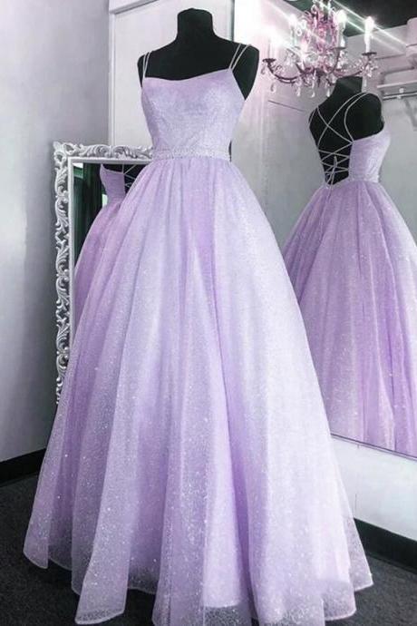 Backless Lavender Sequins Long Prom Dress Lavender Formal Evening Dress Sparkly Ball Gown Sa107