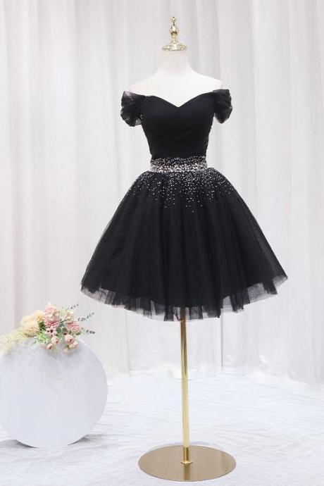 Cute Black Short Tulle Homecoming Evening Dress Party Dresses Formal Prom Dress Sa111