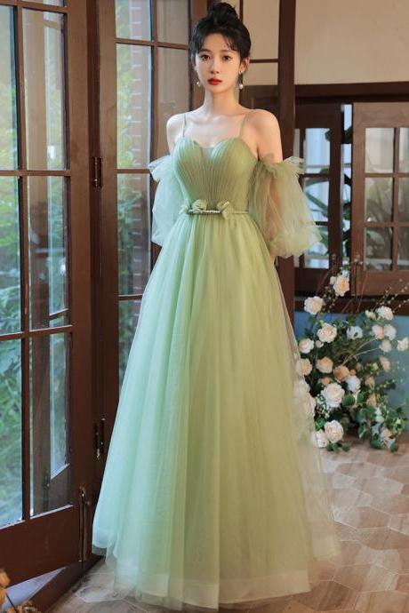 Green Tulle Simple Sweetheart Party Prom Dresses Green Long Evening Dresses Sa112