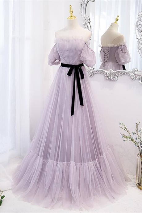 Light Purple A-line Off Shoulder Party Evening Dress Prom Dress Hand Made Custom Sweetheart Formal Dress Sa149