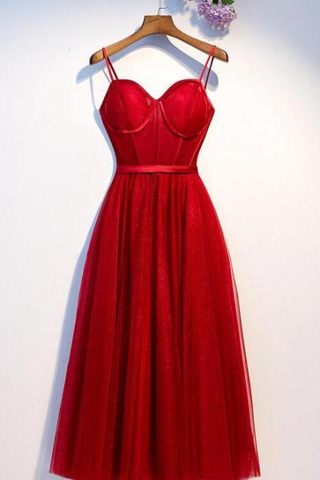 Lovely Red Sweetheart Short Party Dress Bridesmaid Dress Dark Red Formal Dresses Sa201