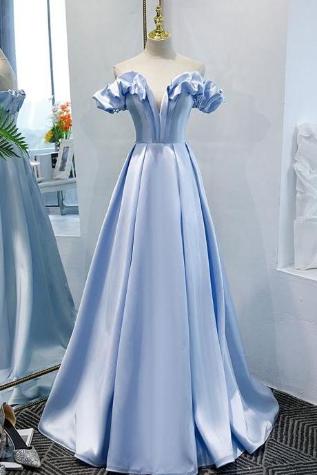 Off The Shoulder Luxury Lace Party Quinceanera Dresses Sweet 16 Dress Light Blue Long Prom Dress Sa202