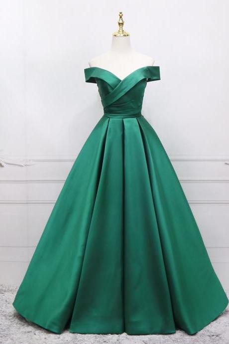 Green Long Simple Pretty A-line Junior Prom Dress Party Dress Green Formal Dresses Sa215