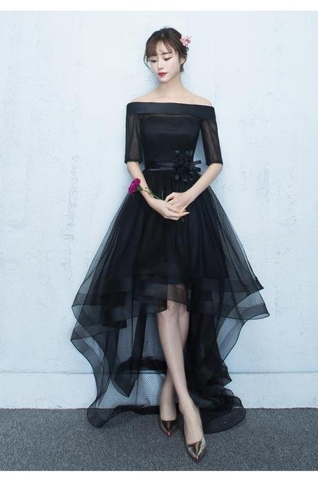 Black High Low Tulle Party Dress Homecoming Dress Black Lovely Evening Party Dresses Sa226