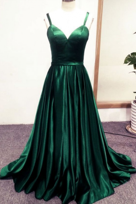 Beatufiul Dark Green Stain Long Sweetheart Party Dress Hand Made Green Long Prom Dress Sa272