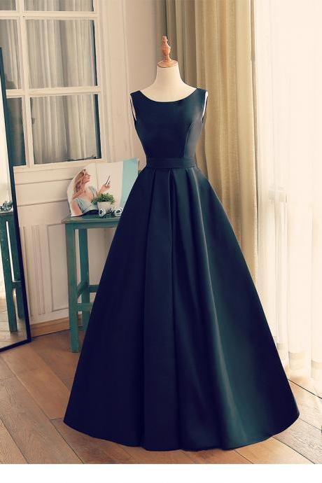 Beautiful Long Black Satin Evening Gown Hand Made Backless Long Prom Dress Sa315