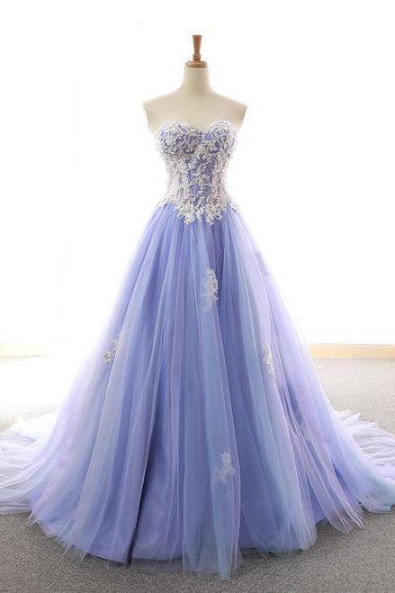Beautiful Purple Tulle Long Prom Dress Hand Made Sweet 16 Evening Gown Sa349