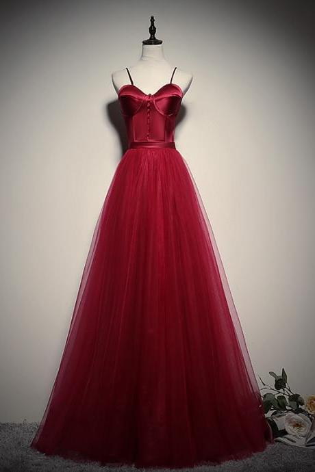 Beautiful Red Tulle Sweetheart Long Prom Dress,hand Made Custom Evening Party Dress Sa367