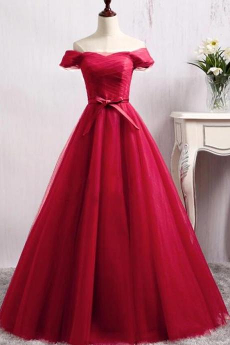 Hand Made Tulle Sweetheart Prom Dress, Cutom Wine Red Long Party Evening Dress Sa382