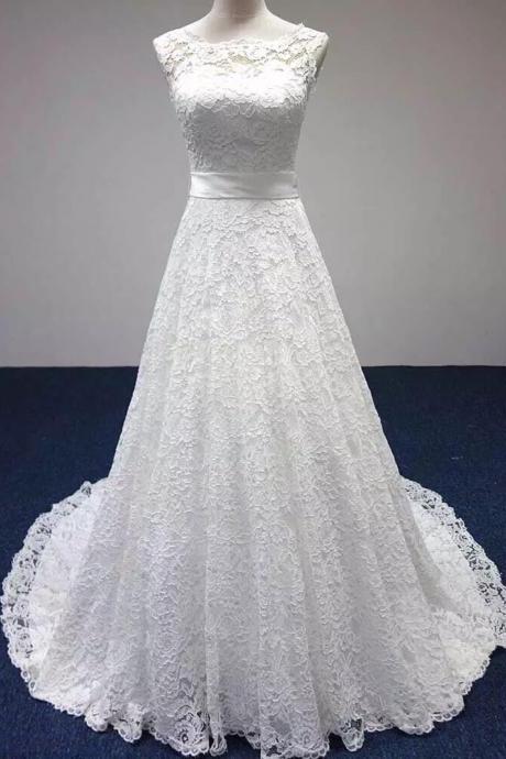 Beautiful Ivory Lace Simple Wedding Dress,hand Made Simple Bridal Gown Sa608
