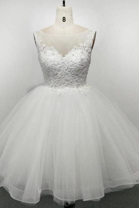 White Tulle And Lace Vintage Style Wedding Dress, Handmade Beach Bridal Gown Sa616