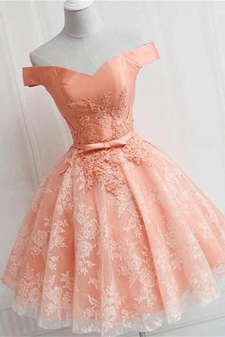 Lovely Off Shoulder Tulle With Lace Party Dress, Prom Dress Sa688
