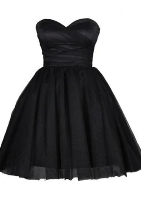 Tulle Little Black Dress Sweetheart Simple Short Party Dress Sa712