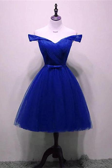Royal Blue Tulle Simple Party Dress Lovely Formal Dress Blue Homecoming Dresses Sa744