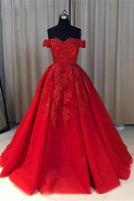 Red Off Shoulder Gorgeous Prom Dress Lovely Formal Gowns Party Dresses Sa749