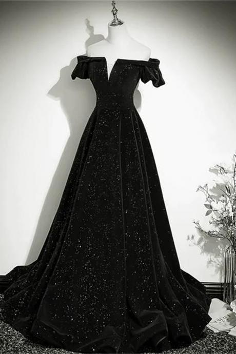 Black Off The Shoulder Prom Dress Evening Dress Sa805