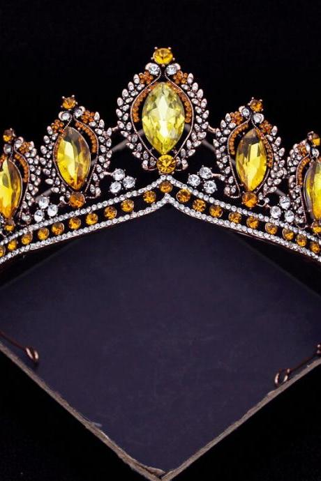Vintage Baroque Crystal Tiaras Wedding Crown Bride Headdress Royal Queen Bridal Diadem Pageant Wedding Crown Hair Jewelry Je14