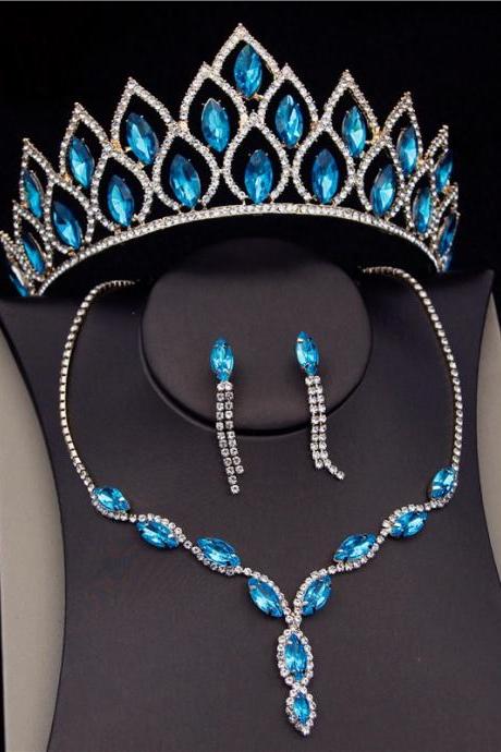 Bridal Jewelry Sets For Women Fashion Tiaras Wedding Dress Crown Necklaces Earring Set Bride Jewelrry Accessories Je63