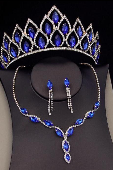 Bridal Jewelry Sets For Women Fashion Tiaras Wedding Dress Crown Necklaces Earring Set Bride Jewelrry Accessories Je64